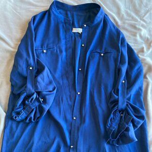 Guy Laroche Royal Blue Button‑Down Blouse – Elegant & Chic